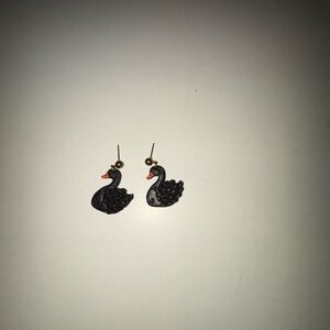 Handmade Black Swan Earrings